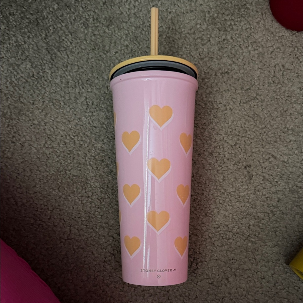 Stoney Clover Lane Pink Tumbler with Gold Hearts